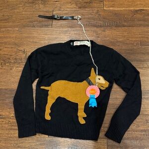 Black FAKE London 100% cashmere Sweater with Dog collar for you and Dog!  Medium